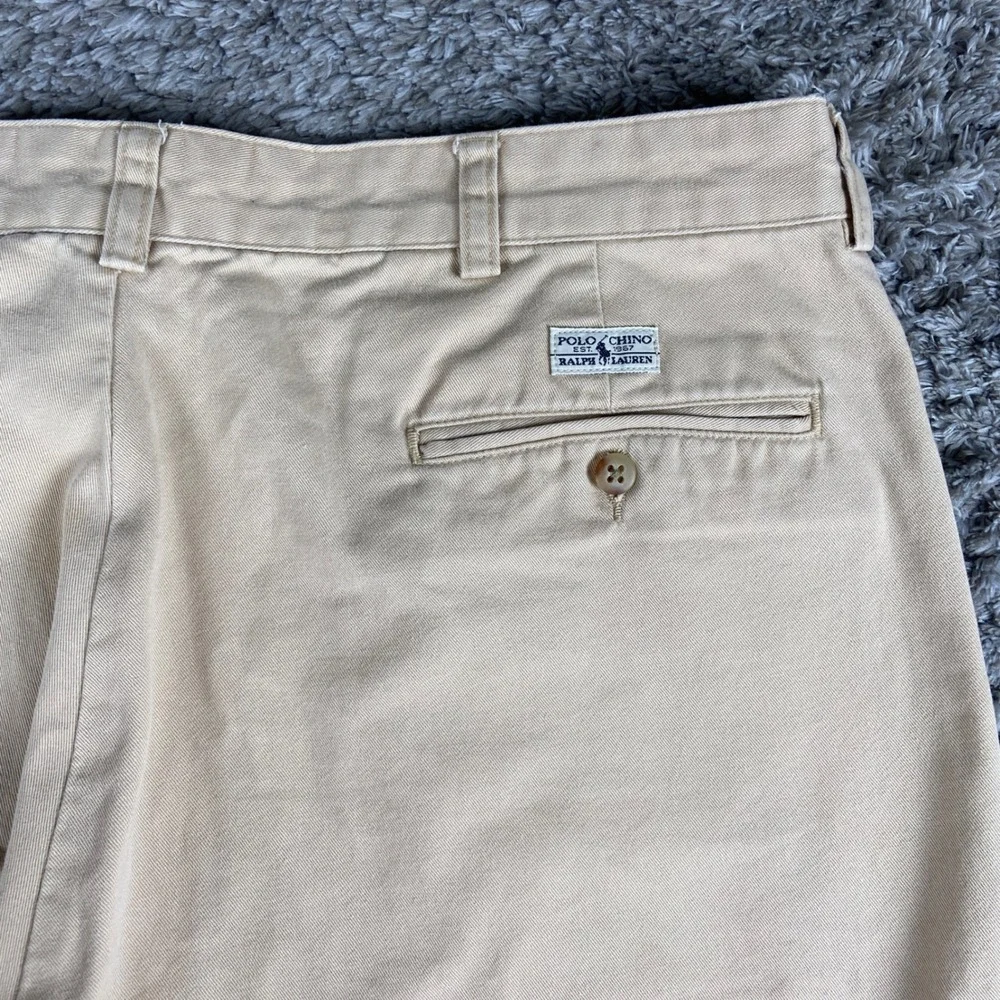Vintage Polo Ralph Lauren Gordon Pant Mens 38x33 Tan Chino Straight Leg Cotton